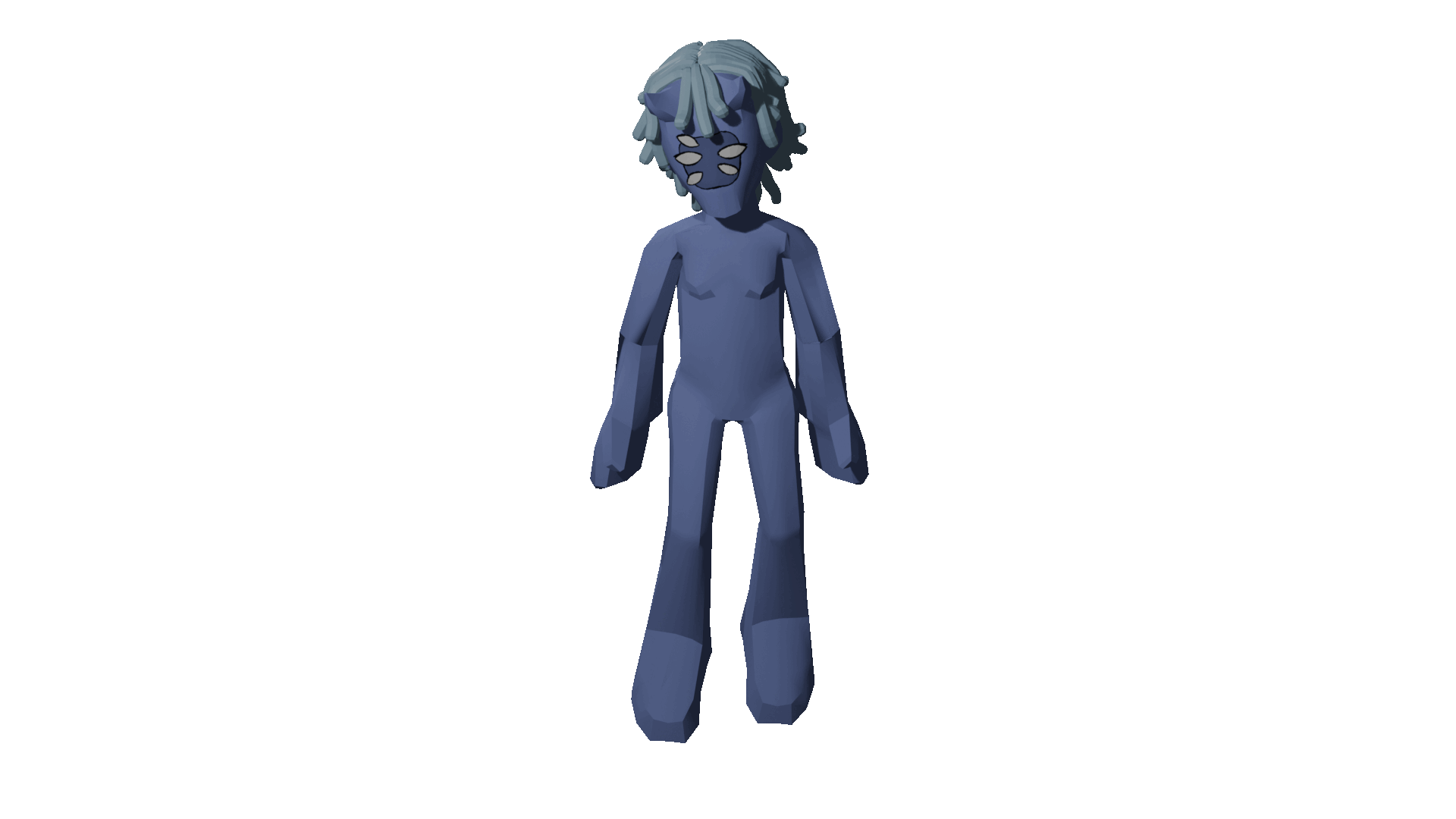 gif de mon avatar pluto. C'est une créature bleue avec 5 yeux et des locks qui flottent dans les air
